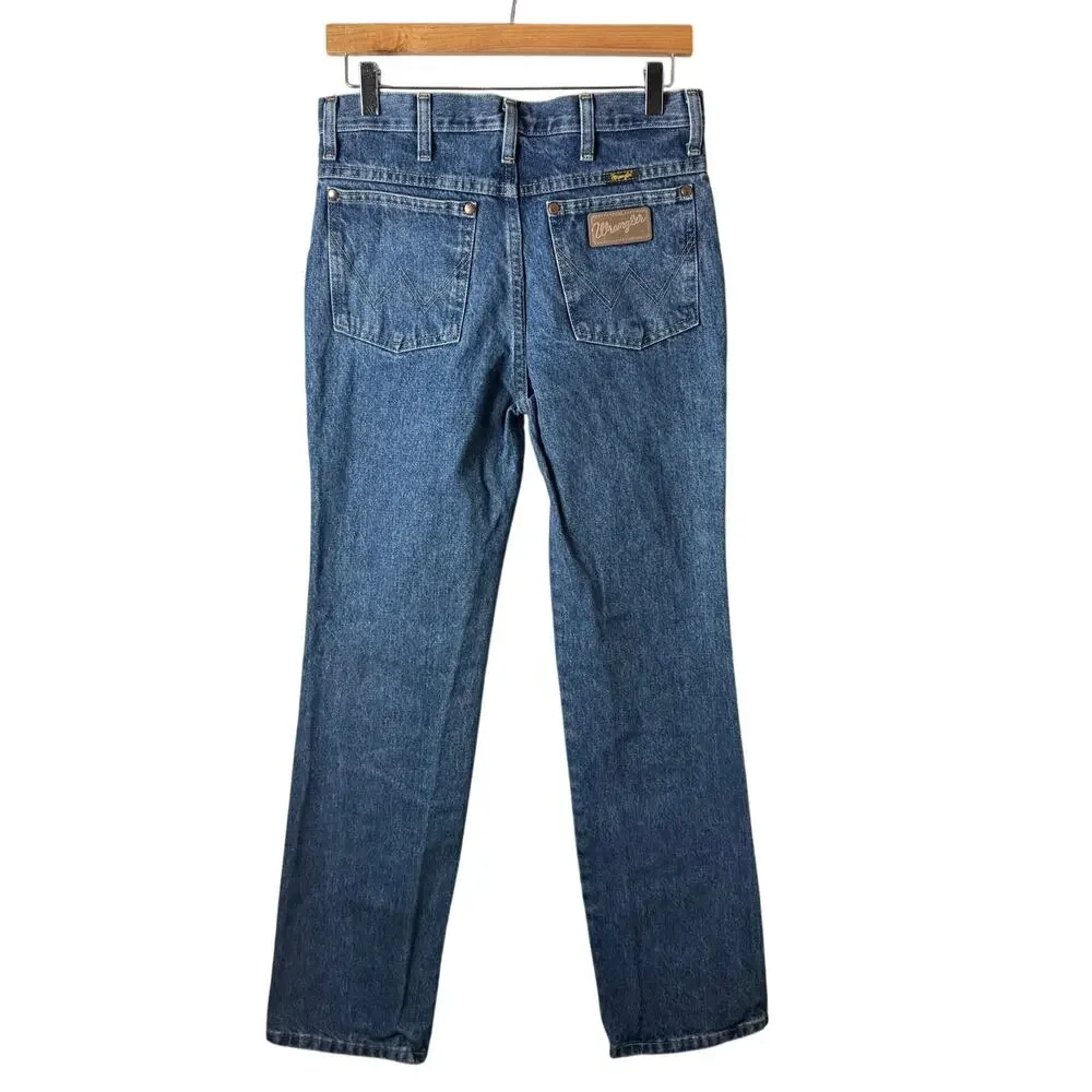Wrangler Jeans Mens 29 Western Classic Leather Patch Pocket Cowboy Straight Leg